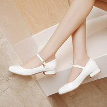 Load image into Gallery viewer, Block Low Heel Mary Jane Patent Pumps LTST53