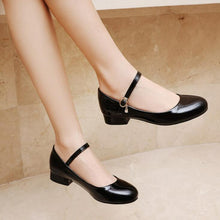 Load image into Gallery viewer, Block Low Heel Mary Jane Patent Pumps LTST53