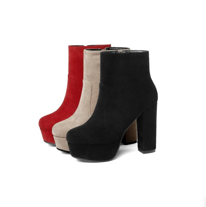 Chunky High Heel Platfrom Suede Boots LTST49