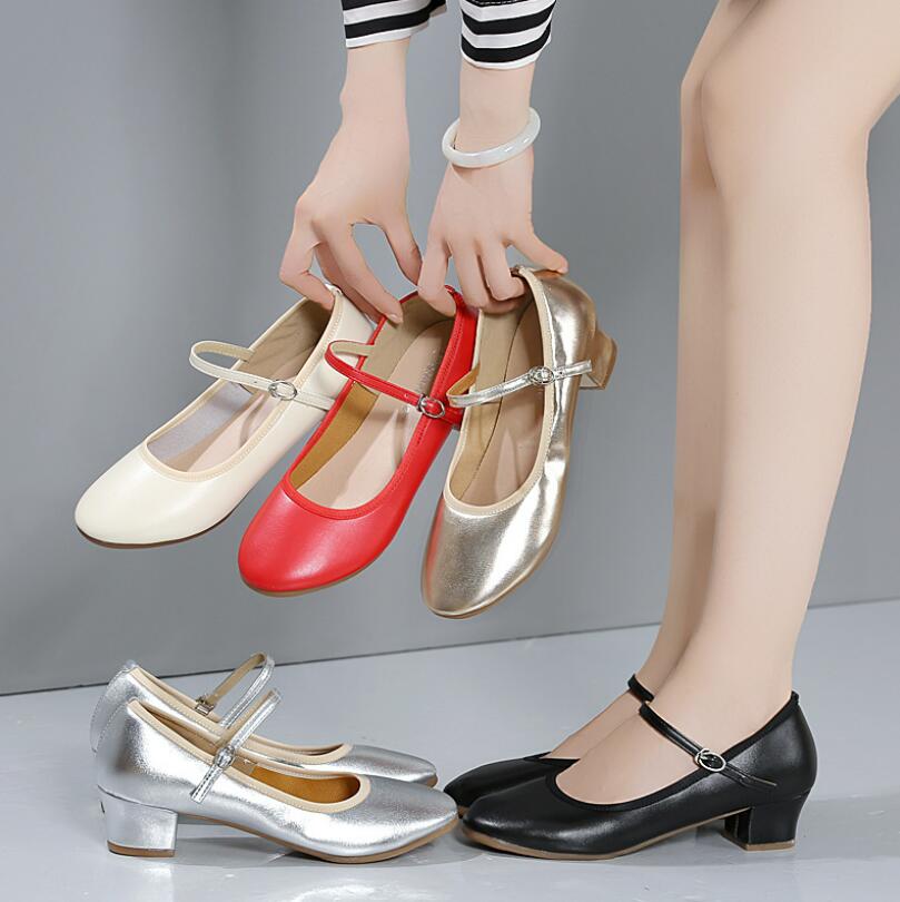 Round Toe Block Heel Pump Shoes LTST36