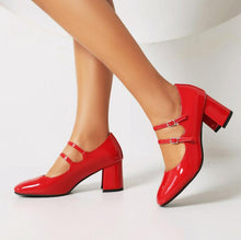 Load image into Gallery viewer, Round Toe Two Straps Mary Jane Pumps LTST71