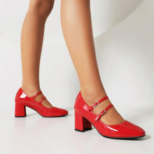 Load image into Gallery viewer, Round Toe Two Straps Mary Jane Pumps LTST71