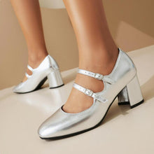Load image into Gallery viewer, Round Toe Two Straps Mary Jane Pumps LTST71
