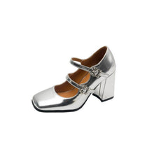 Load image into Gallery viewer, Square Toe Two Strap Mary Jane Chunky Heels LTST65