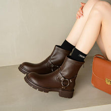 Load image into Gallery viewer, Women&#39;s Block Round Toe Ankle Boots LTST51