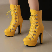 画像をギャラリービューアに読み込む, Women&#39;s Chunky High Heel Platform Boots LTST40