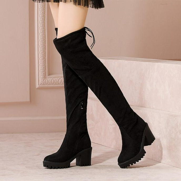 Women's Chunky Kneee High Boots LTST50