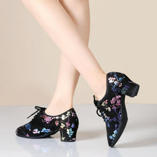 画像をギャラリービューアに読み込む, Women&#39;s Floral Block Heel Oxfords LTST22