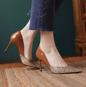 Women's Glitter Toe Side Empty High Heels AL33