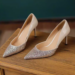 Women's Glitter Toe Side Empty High Heels AL33