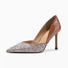 Load image into Gallery viewer, Women&#39;s Glitter Toe Side Empty High Heels AL33