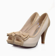 Load image into Gallery viewer, Women&#39;s Peep High Heels With Bow Tie LTST73