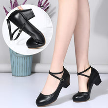 Load image into Gallery viewer, Women&#39;s Round Toe Cross Strap Block Heels LTST33