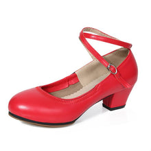 Load image into Gallery viewer, Women&#39;s Round Toe Cross Strap Block Heels LTST33
