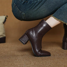 画像をギャラリービューアに読み込む, Women&#39;s Square Toe Back Zipper Ankle Boots LTST57