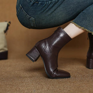 Women's Square Toe Back Zipper Ankle Boots LTST57