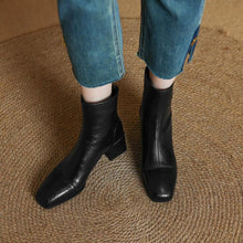 画像をギャラリービューアに読み込む, Women&#39;s Square Toe Back Zipper Ankle Boots LTST57