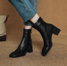 画像をギャラリービューアに読み込む, Women&#39;s Square Toe Back Zipper Ankle Boots LTST57