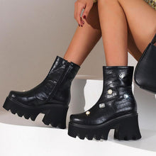 画像をギャラリービューアに読み込む, Women&#39;s Thicksole Block Heel Short Boots LTST39