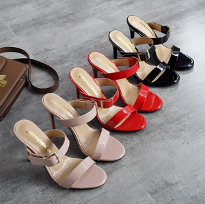 Women's Two Strap Heeled Slip On Sandals AL12(10/8/6cm heel)