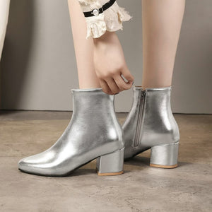 Women's Block Heel Side Zipper Boots LTST18
