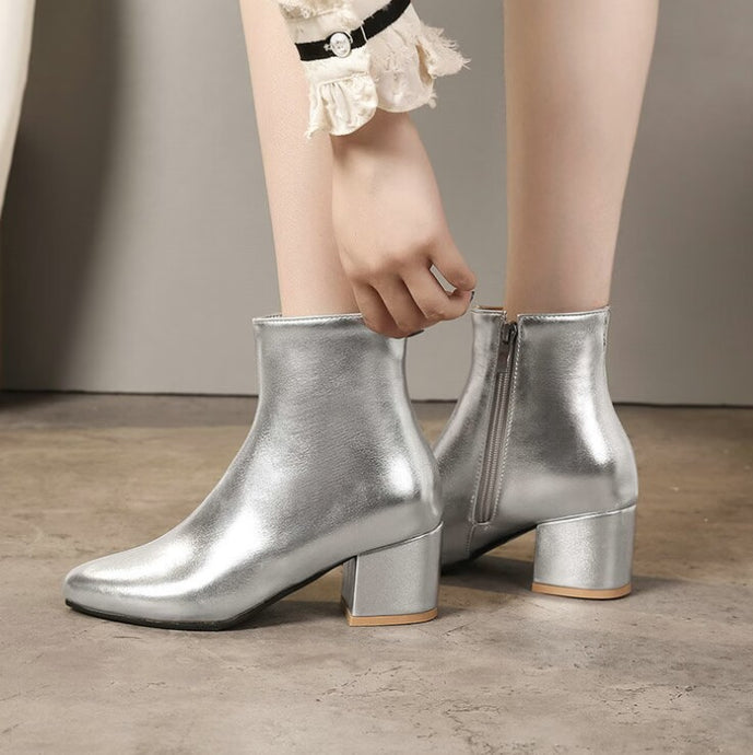 Women's Block Heel Side Zipper Boots LTST18