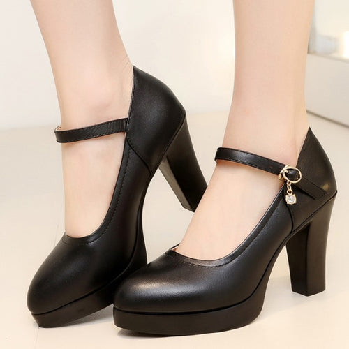Ankle Strap Chunky High Heels HHS27