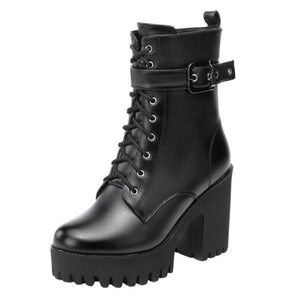 Lace Up Martin Boots With Buckle WB20