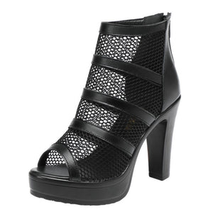 Peep Lace Mesh High Heels HHS19