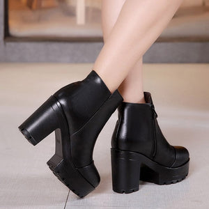 Platform Chunky Heel Ankle Boots WB22