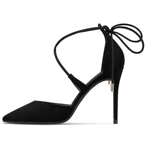 Pointy Strappy Suede High Heels HHS55