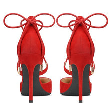 Load image into Gallery viewer, Pointy Strappy Suede High Heels HHS55