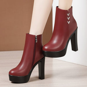 Side Zipper High Heel Boots WB15