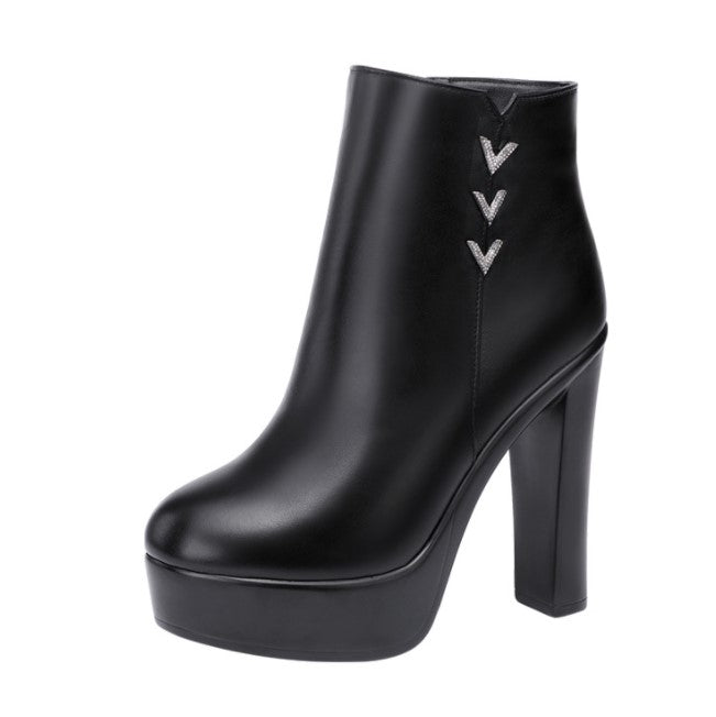 Side Zipper High Heel Boots WB15