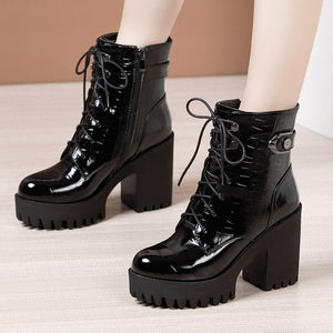 Thicksole Patent Martin Boots WB20